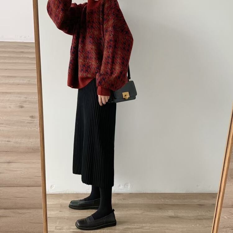 千鳥格子柄ニット　AJ11009-2638