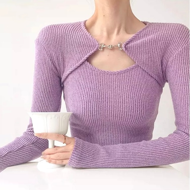 カーデsetニットキャミ　４color　00456