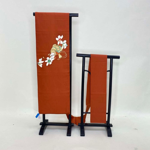 名古屋帯 なごや帯 九寸 塩瀬 帯 中古 リサイクル リユース オレンジ ポイント柄 亀甲柄 普段着 お洒落着 紬 小紋 正絹 ハンドメイド 2149