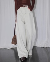 Wide white denim Pants T20300