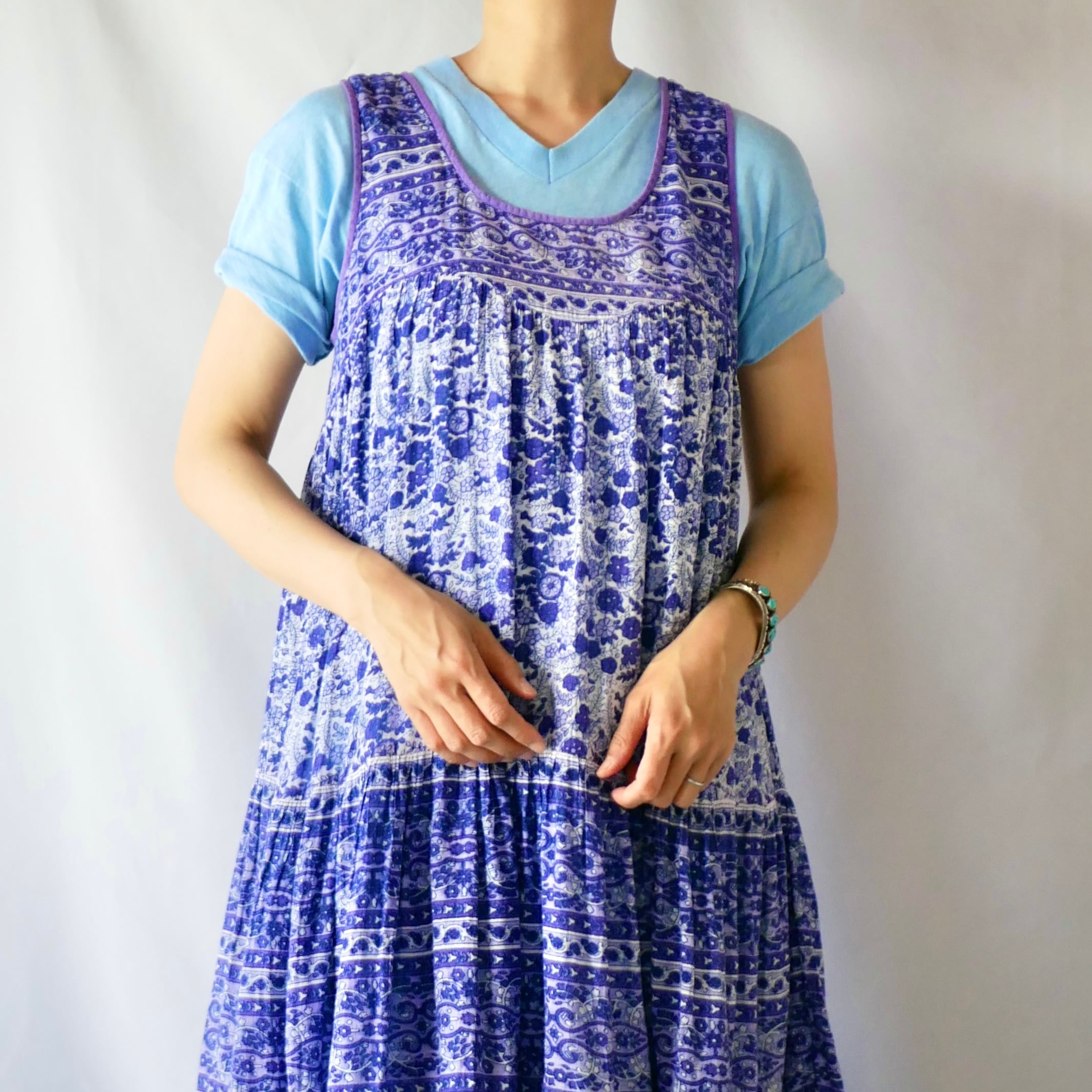 Made in Pakistancotton purple onepiece パキスタン製 パープル