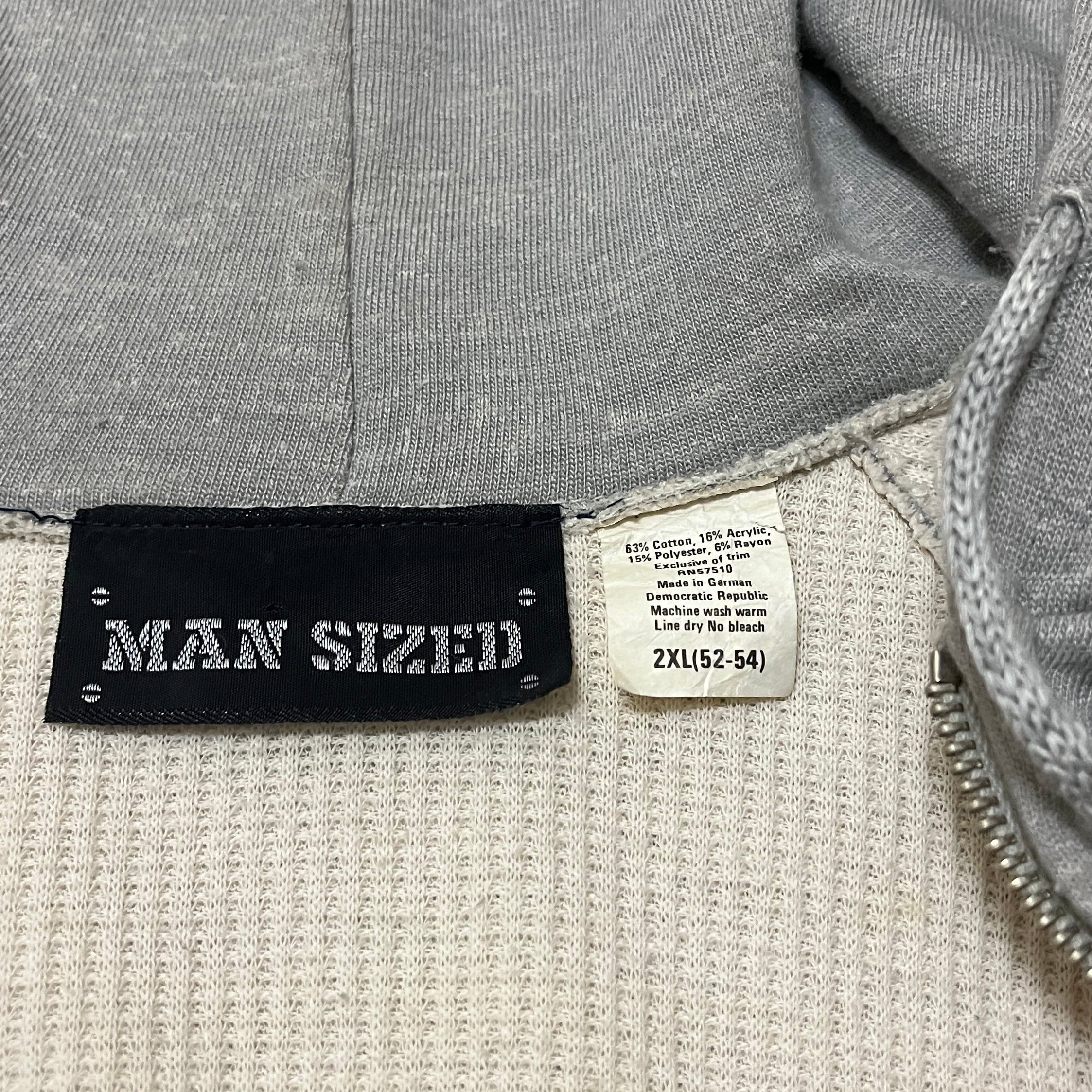 ドイツ製 MAN SIZED 裏サーマル ダブルフェイス フルジップパーカー