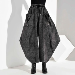 【UNISEX】Black Denim Wide Pants / ブラック デニム ワイド パンツ