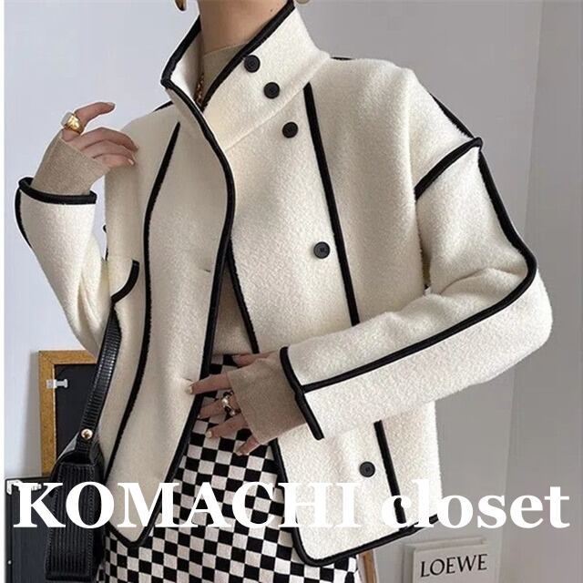 【送料無料】 スタンドカラーウールジャケット ジャケット 長袖 スタンドカラー ボタン ルーズ 韓国 レディース かわいい 可愛い 大人可愛い 大人女子 シンプル きれいめ カジュアル 大人 気品 上品 おしゃれ お洒落 こなれ感 抜け感 かっこいい きちんと 大人女子 クール モダン シック エレガント フェミニン M L XL 2XL 3XL ホワイト ブラック 秋 冬 オルチャン 20代 30代 40代 OL 通勤 デート 女子会 コーデ トレンド 楽チン インスタ映え