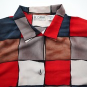 pattern open collar shirt
