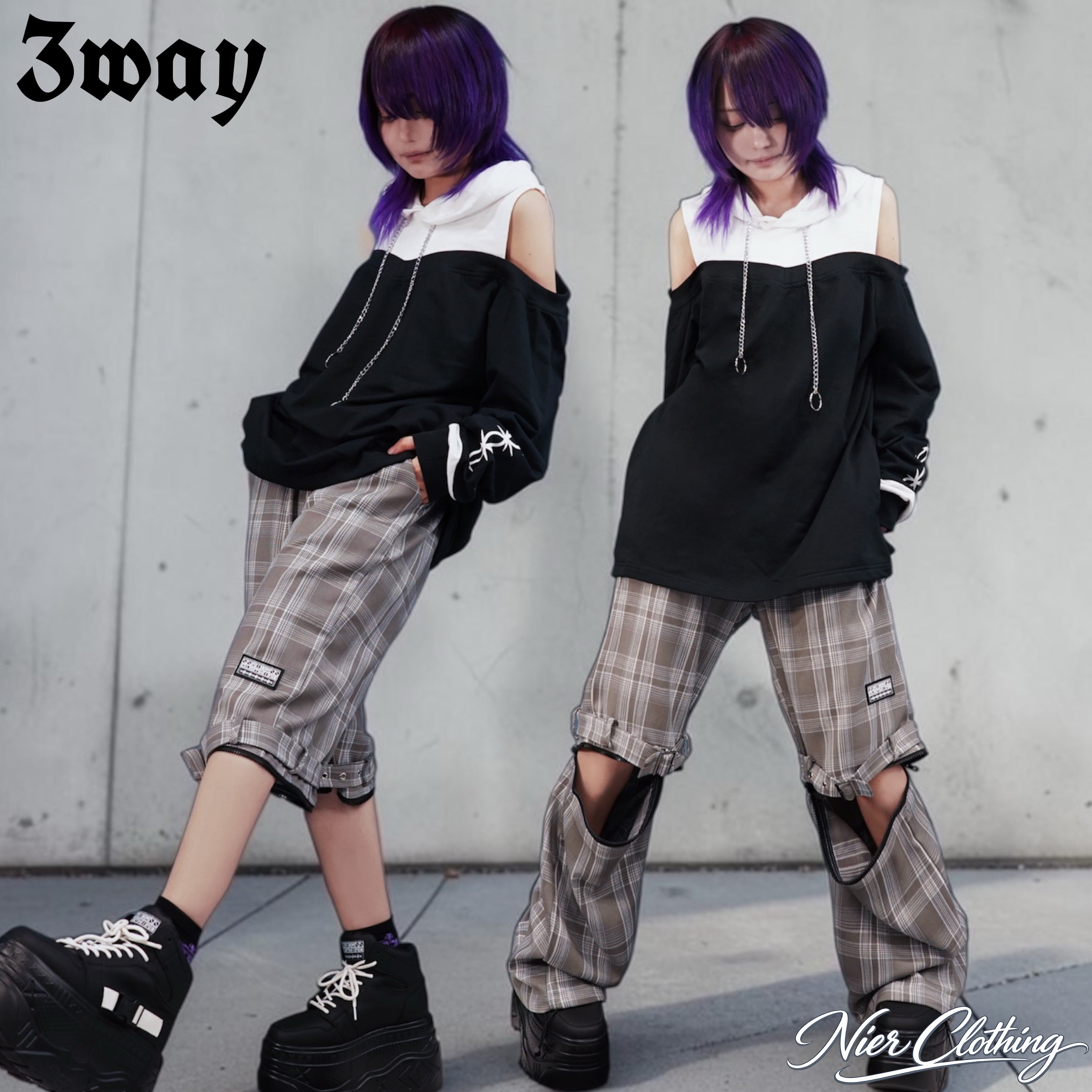 nier clothing おまとめ売り グル〜ミ〜×NIERコラボ袖切り離し可能2WAY BLACK SHIRT ZIP OUTER