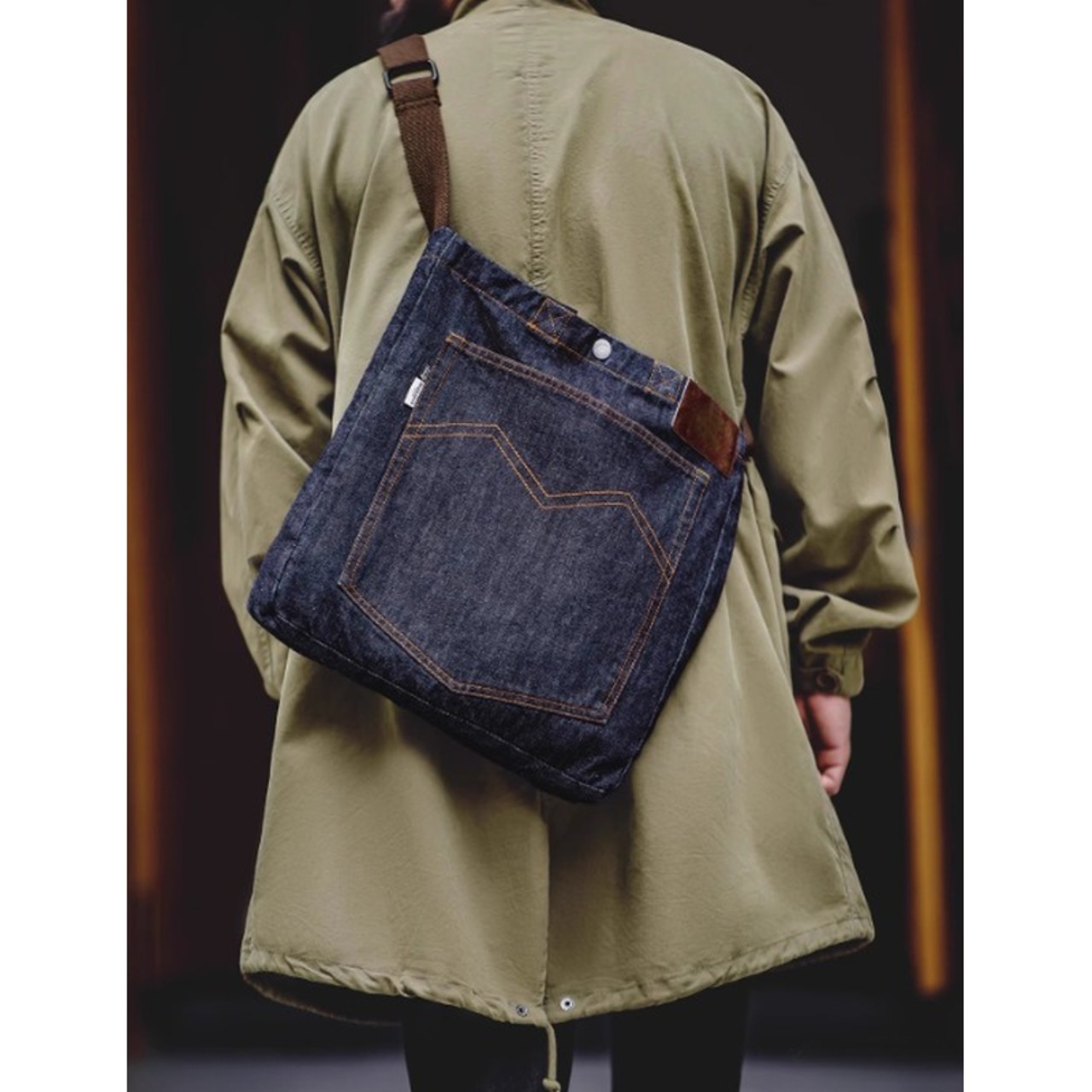 刺繍入り2WAYデニムショルダートートバッグ 10089