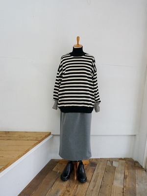 prit　コットンウールボーダー タートルネックワイドプルオーバー