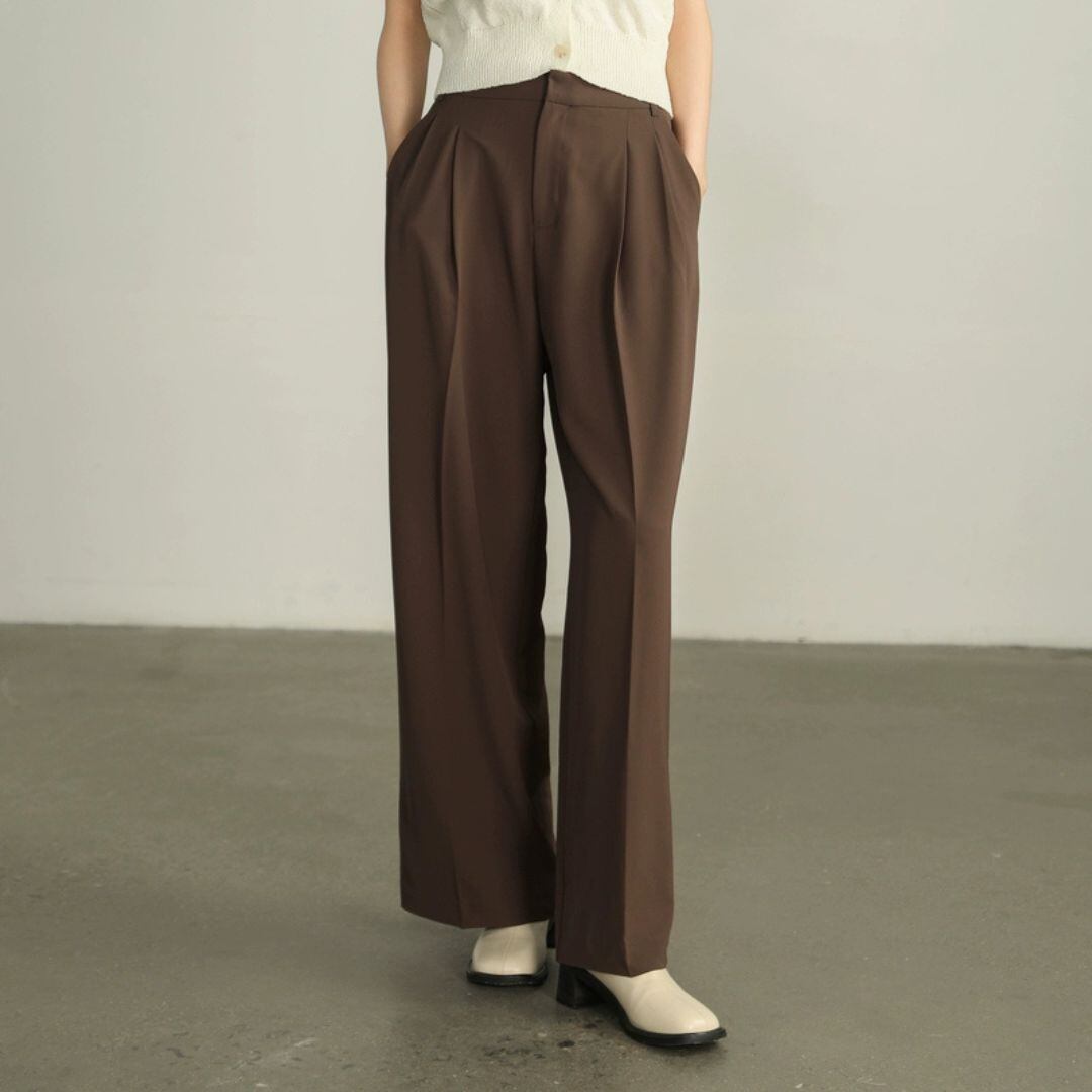 タックワイドストレートパンツT2076