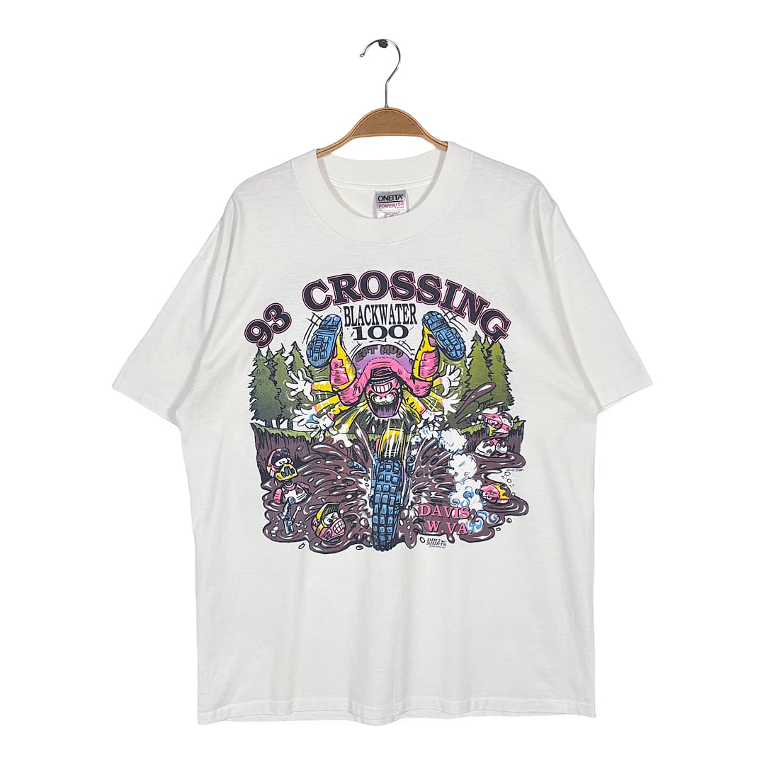 90s モトクロス BLACKWATER 100 USA製 ヴィンテージ Tシャツ ホワイト シングルステッチ オニータ ONEITA サイズXL BZ0662