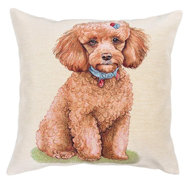 タペストリークッションカバー 45х45cm ウクライナ製 POODLE　プードル　犬　ドッグ柄