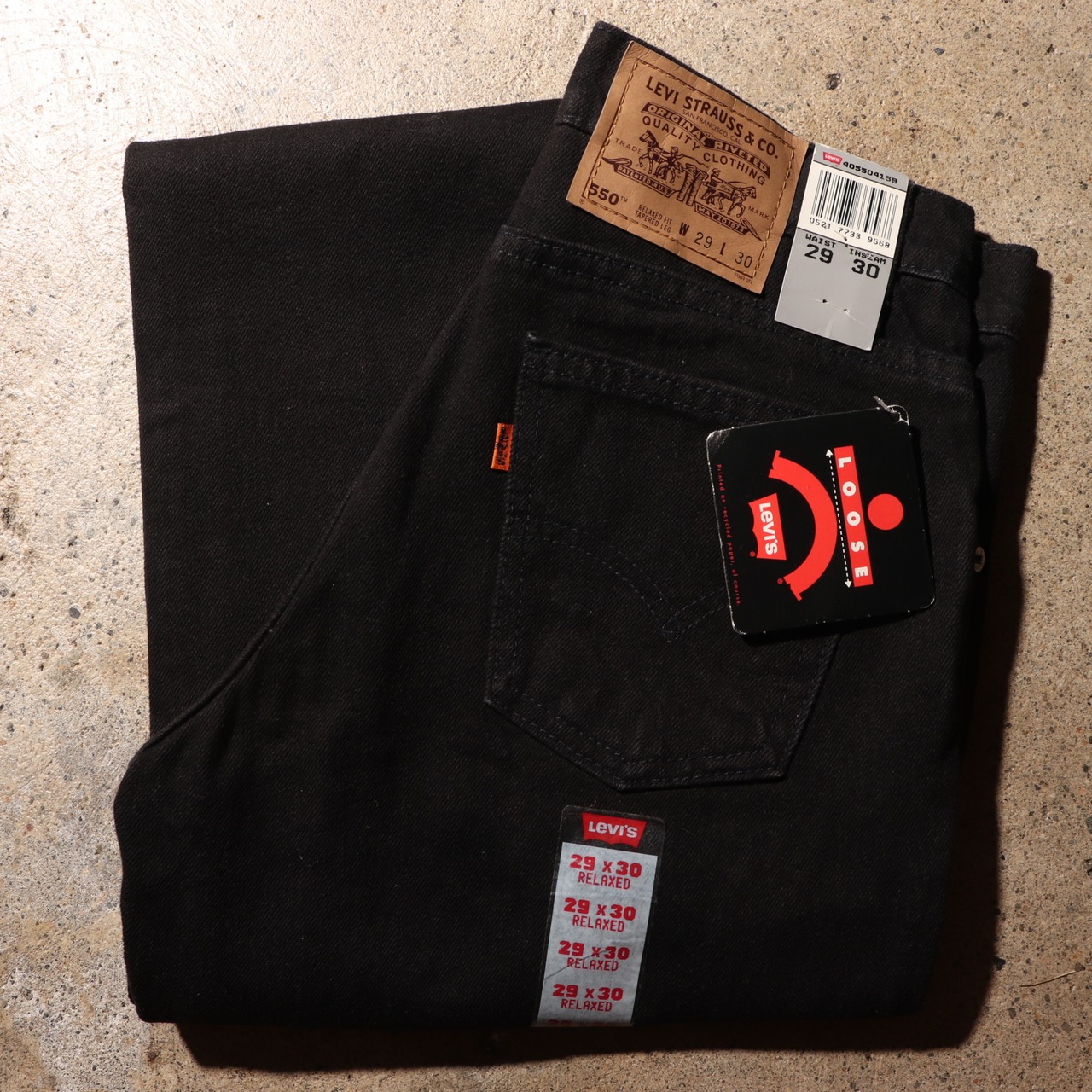 Deadstock 29×30 Levi’s550 USA サルファーブラック デニムパンツ