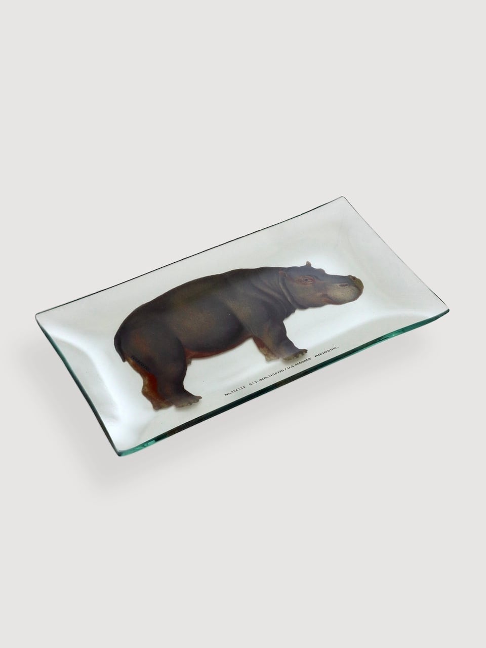 プリント ガラストレイ(カバ)|Printed Glass Tray / Hippopotamus - PUEBCO