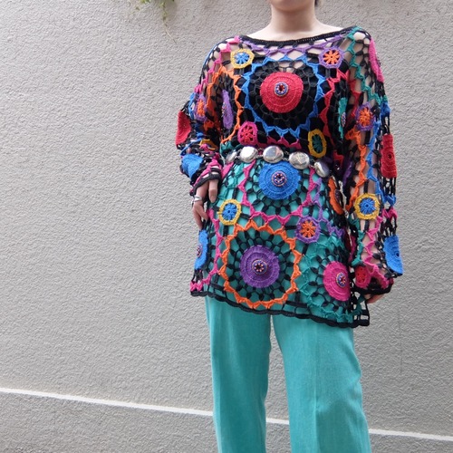 Multicolor crochet tops／マルチカラー カギ編みトップス