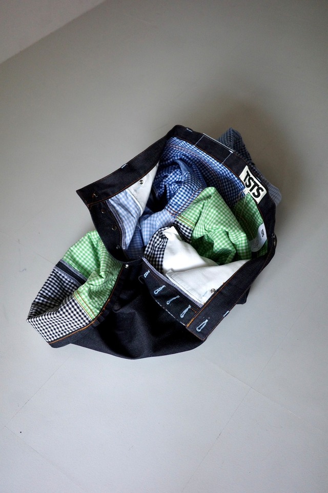 TSTS【4 GINGHAM LINING LOOSE FIT JEANS -COOL GINGHAM-】
