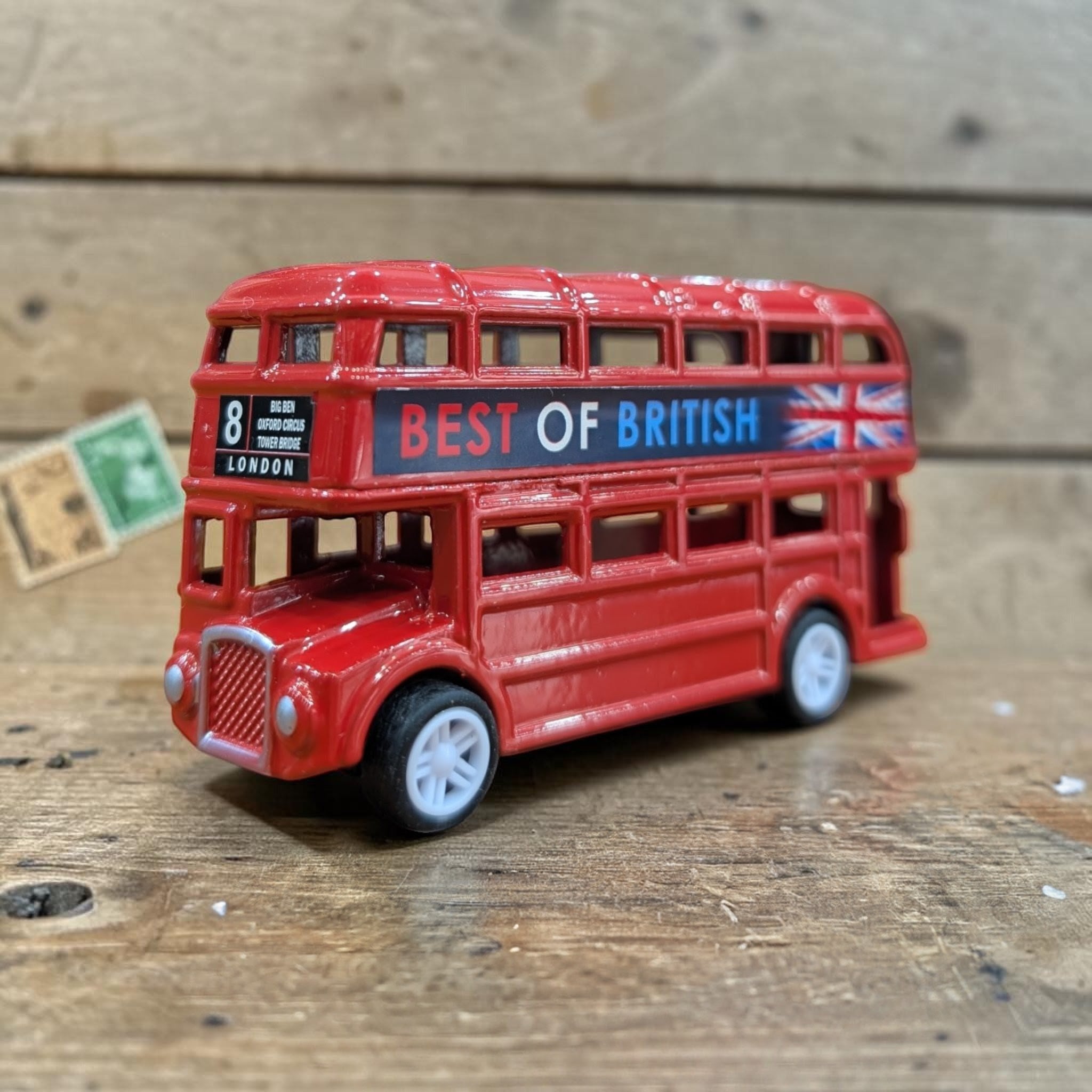 インテリア オブジェ ガレージ 英国雑貨 輸入 アンティーク / ロンドンバス ロンドンバス型ミニカー Elgate Products 40174 | 英国雑貨専門店