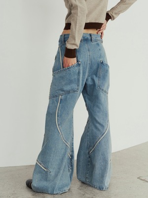 Curve Utility Denim Pants  / BLUE