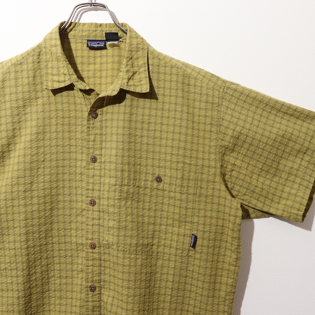美品 L 緑 Puckerware Shirt Patagonia パッカーウェアシャツ パタゴニア シアサッカー
