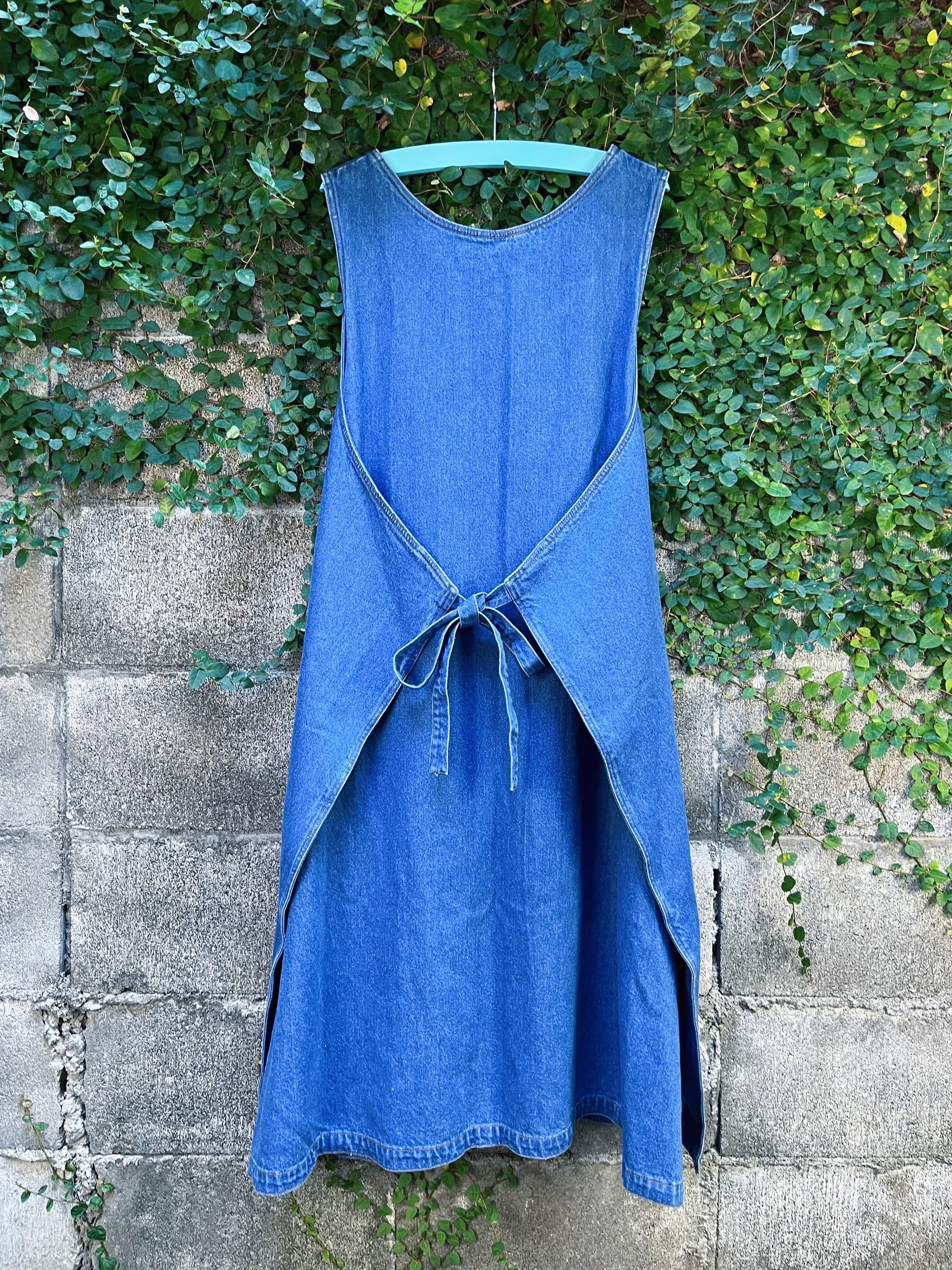 remake ✂︎ blue ribbon frill pocket jumper skirt