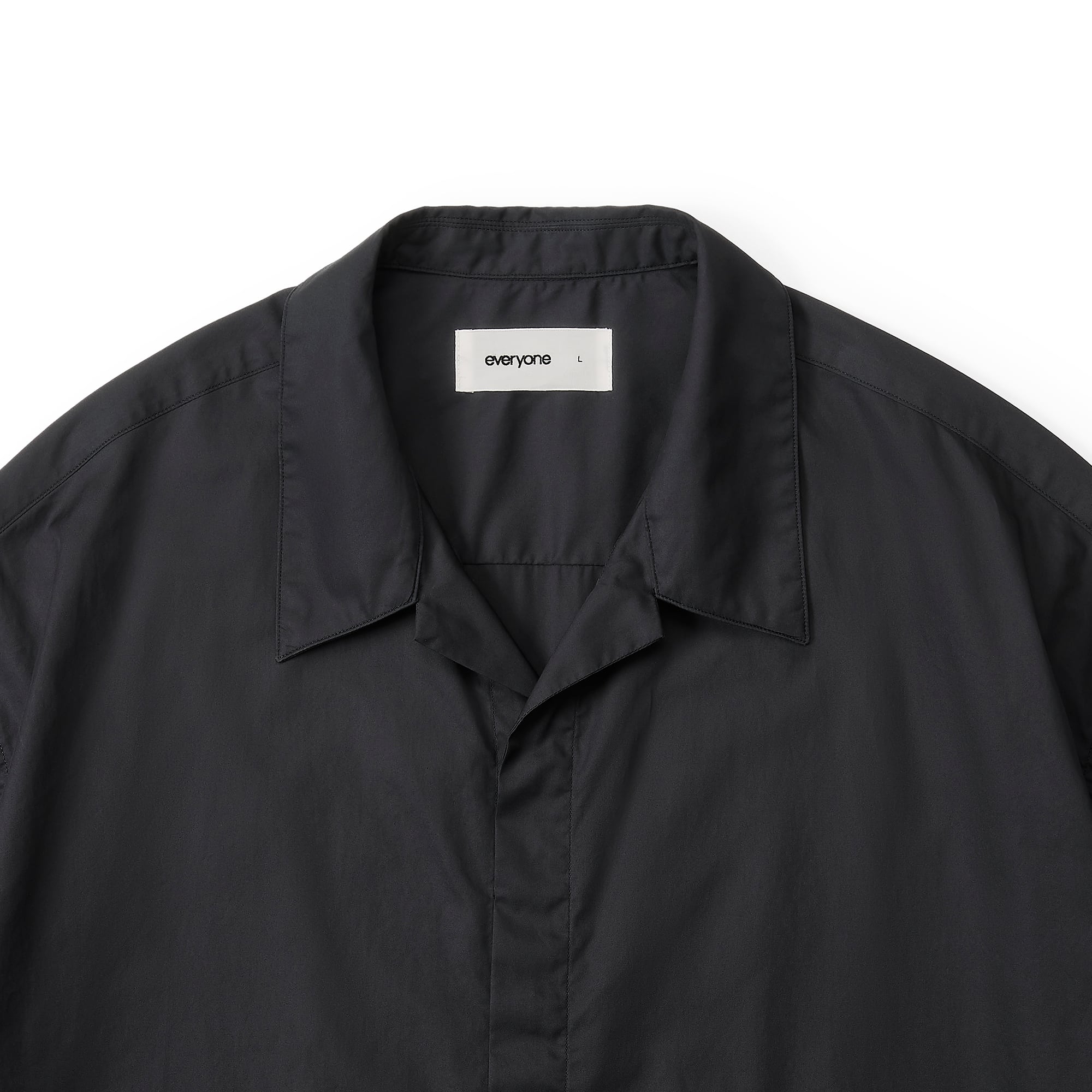 everyone fly front open collar short sleeve shirt (BLACK) | everyone