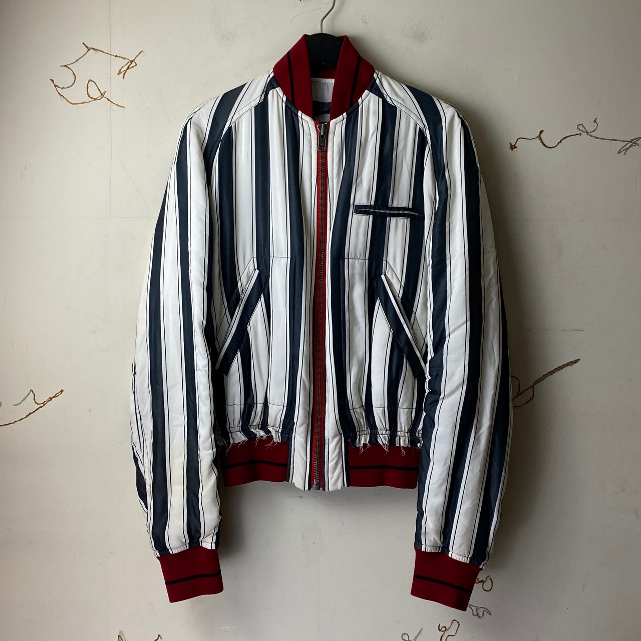 HAIDER ACKERMANN stripe pattern silk bomber jacket 