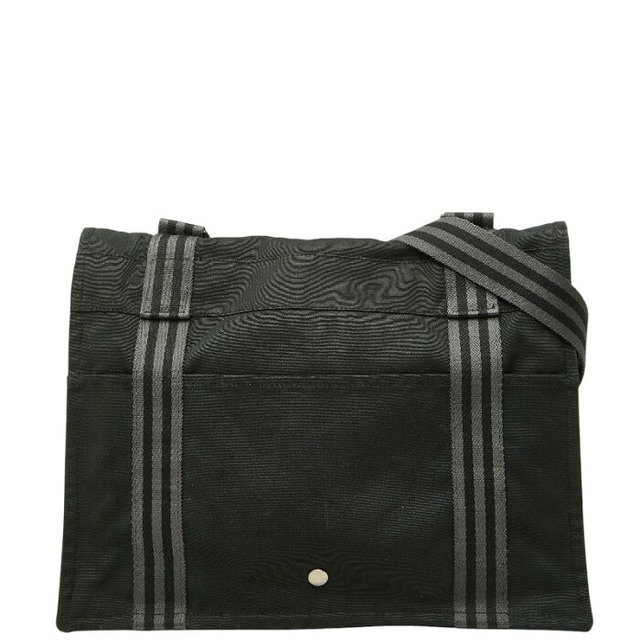 エルメス フールトゥ バサス MM 斜め掛け ショルダーバッグ ブラック グレー キャンバス レディース HERMES 【中古】