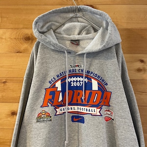 【NIKE】メキシコ製 カレッジ フロリダ大学 Florida Gators football ゲーターズ フットボール ロゴ パーカー スウェット フーディー ナイキ L US古着