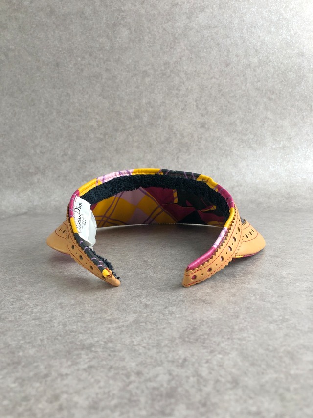 Christian Dior クリスチャン ディオール マルチカラー ジャガード サンバイザー ブラウン vintage ヴィンテージ オールド 77zcza