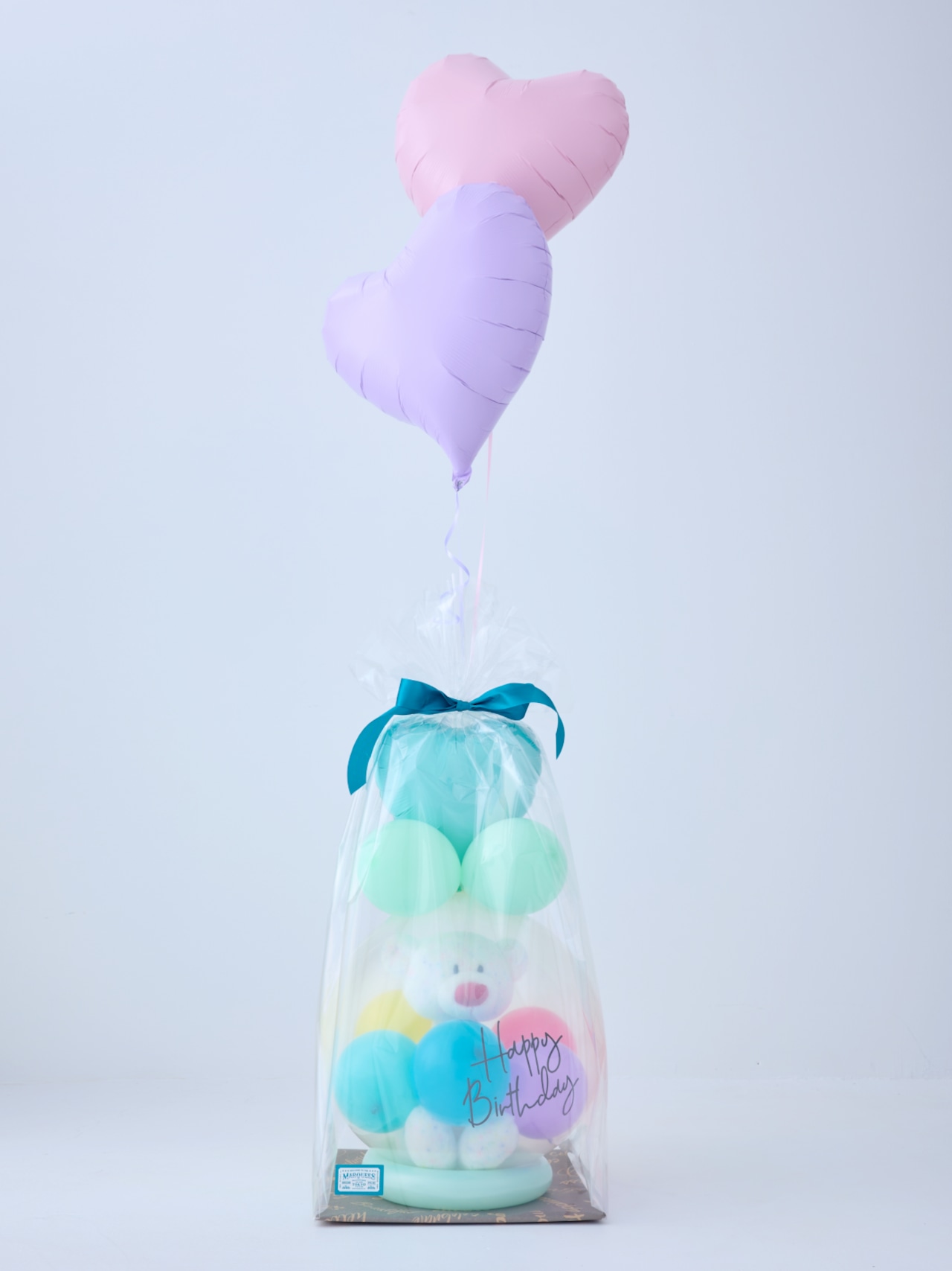 バルーンラッピング with GIFT カラフルベア ヘリウムバルーン付き