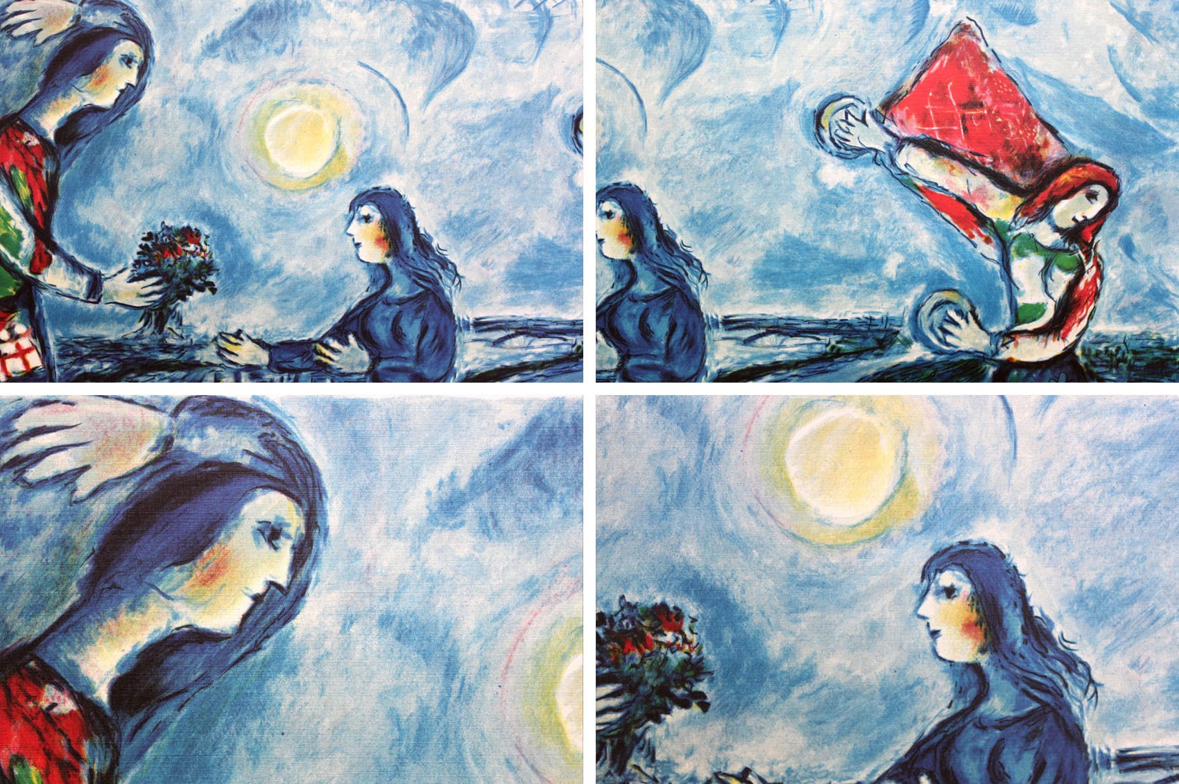 シャガール 絵画「パリの恋人」額縁4色選択可能 作品証明書 展示用