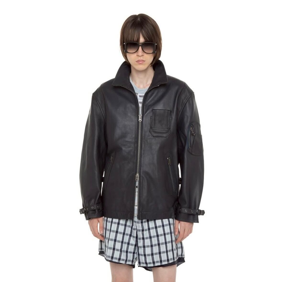 DAIRIKU | Millitary Leather Flight Jacket | Navy×Black | HOWDAY