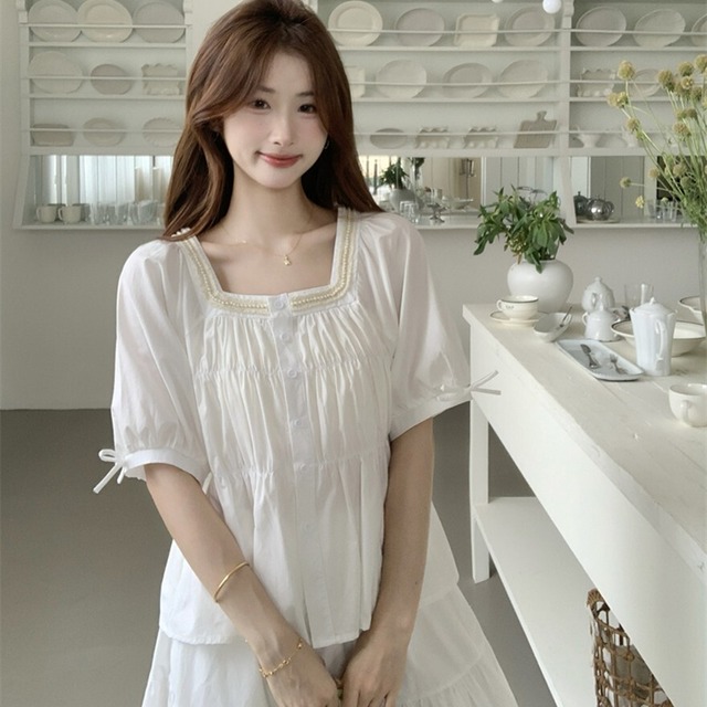 サブカル 服 地雷系 通販  カジュアル ロリィタ セミロリ 半袖シャツ ペプラムシャツ