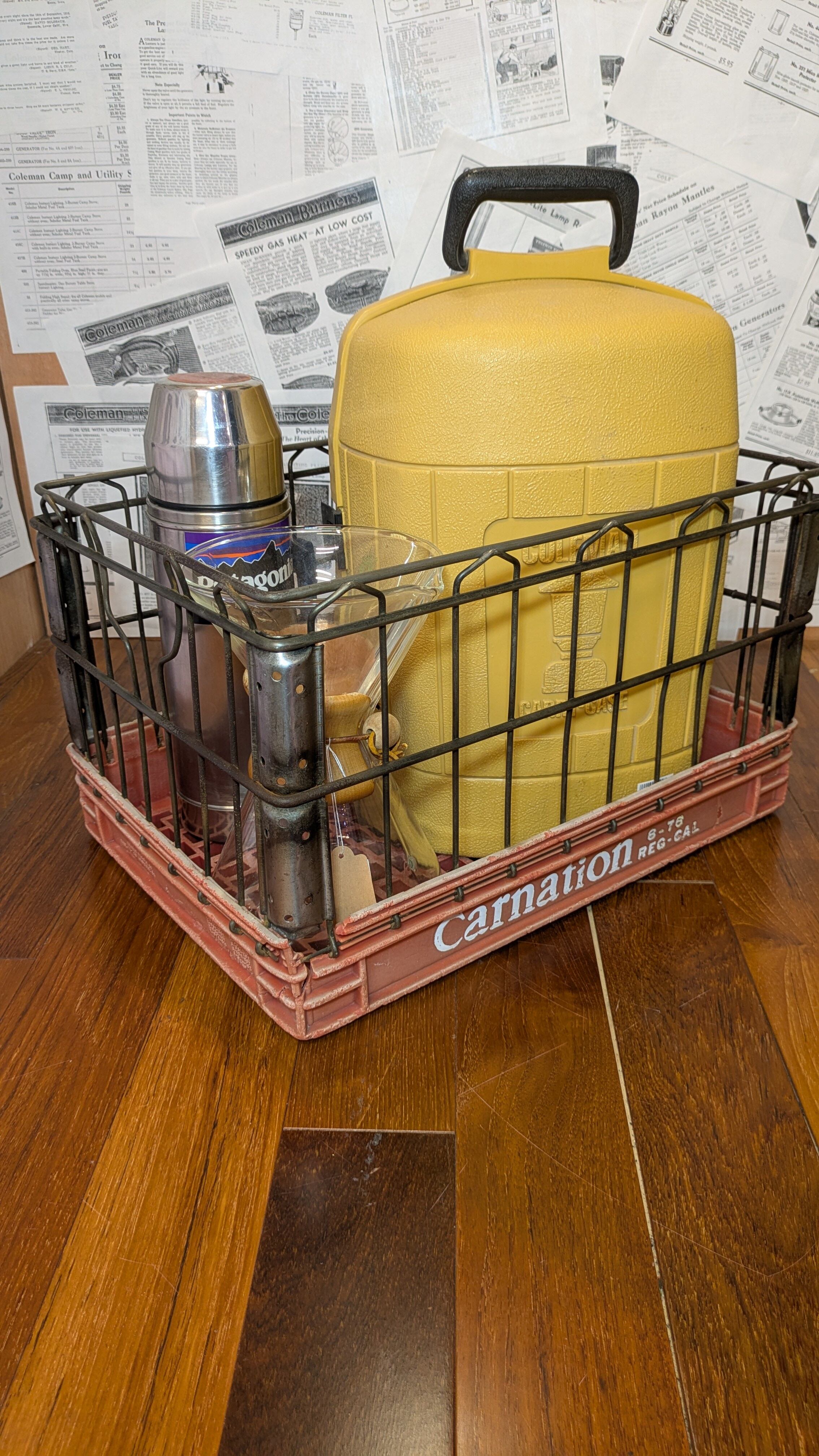 Vintage Carnation WireCrate StorageBox Antique Container