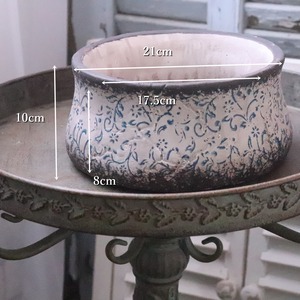 植木鉢　アンプリメフルールフラットL｜陶器　シャビーシック　寄せ植えして飾ると素敵なガーデンになる　16235