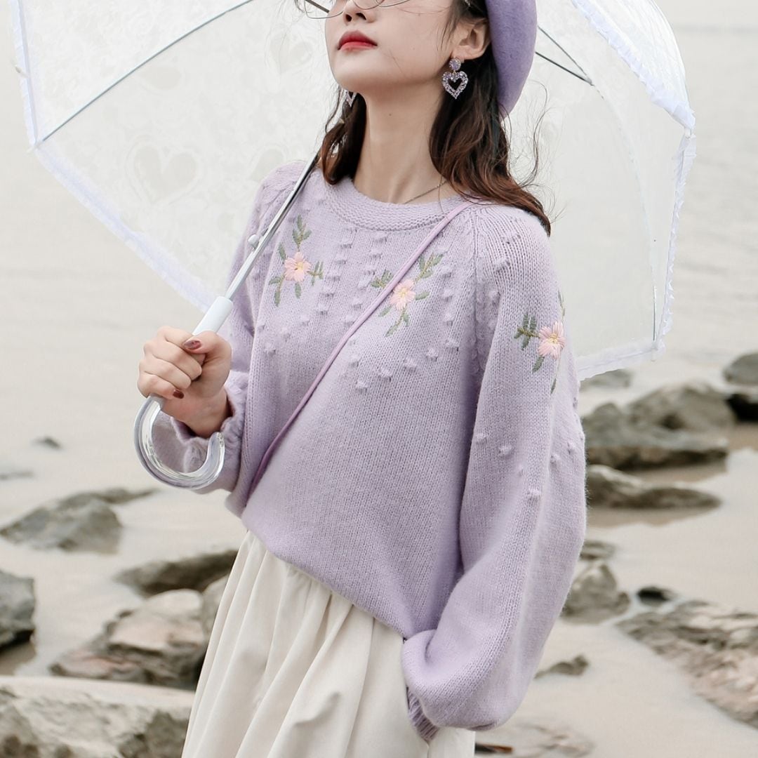 新品未使用 ニット ラベンダー つまらなく 