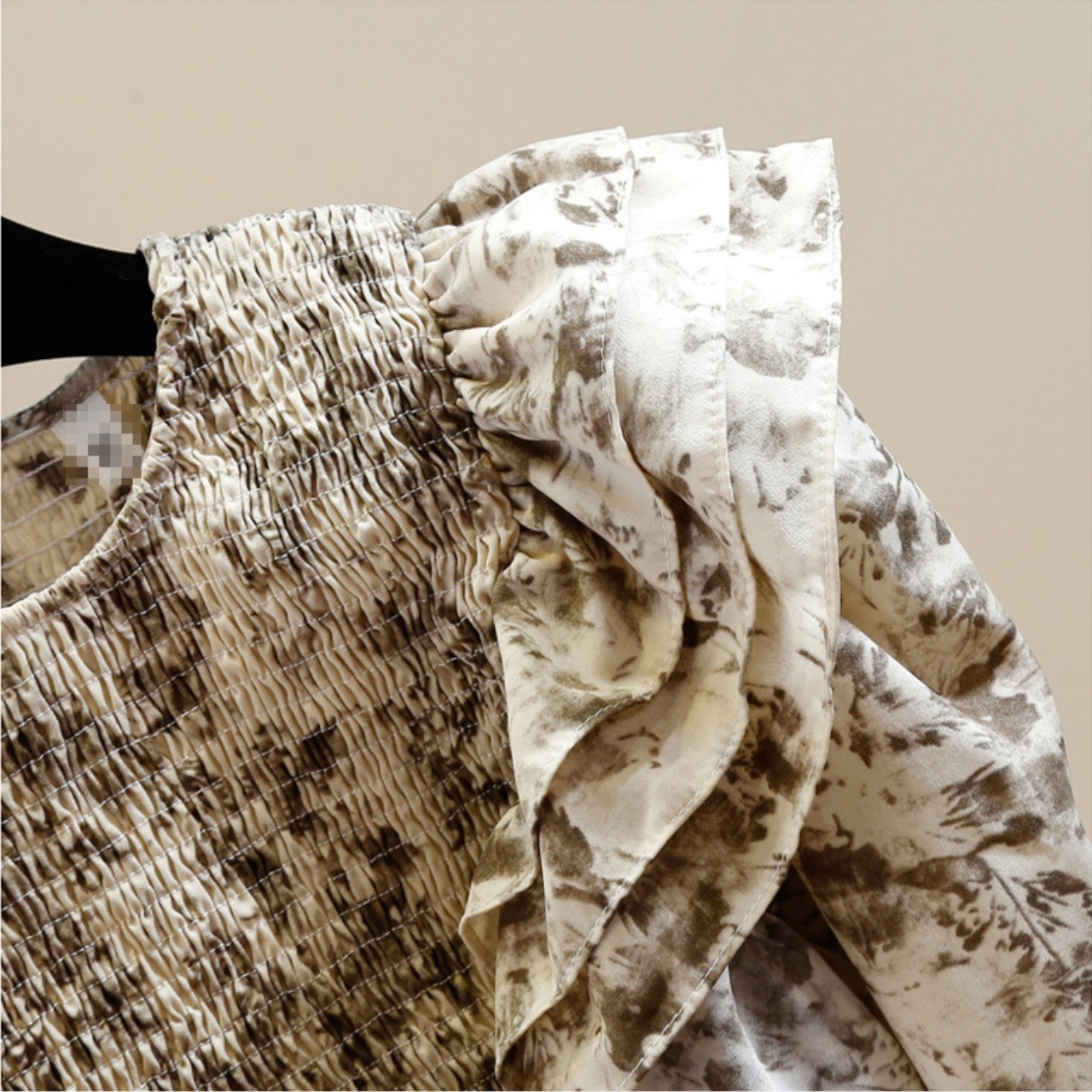 プリーツ フリル ショート 花柄 ブラウス 10277