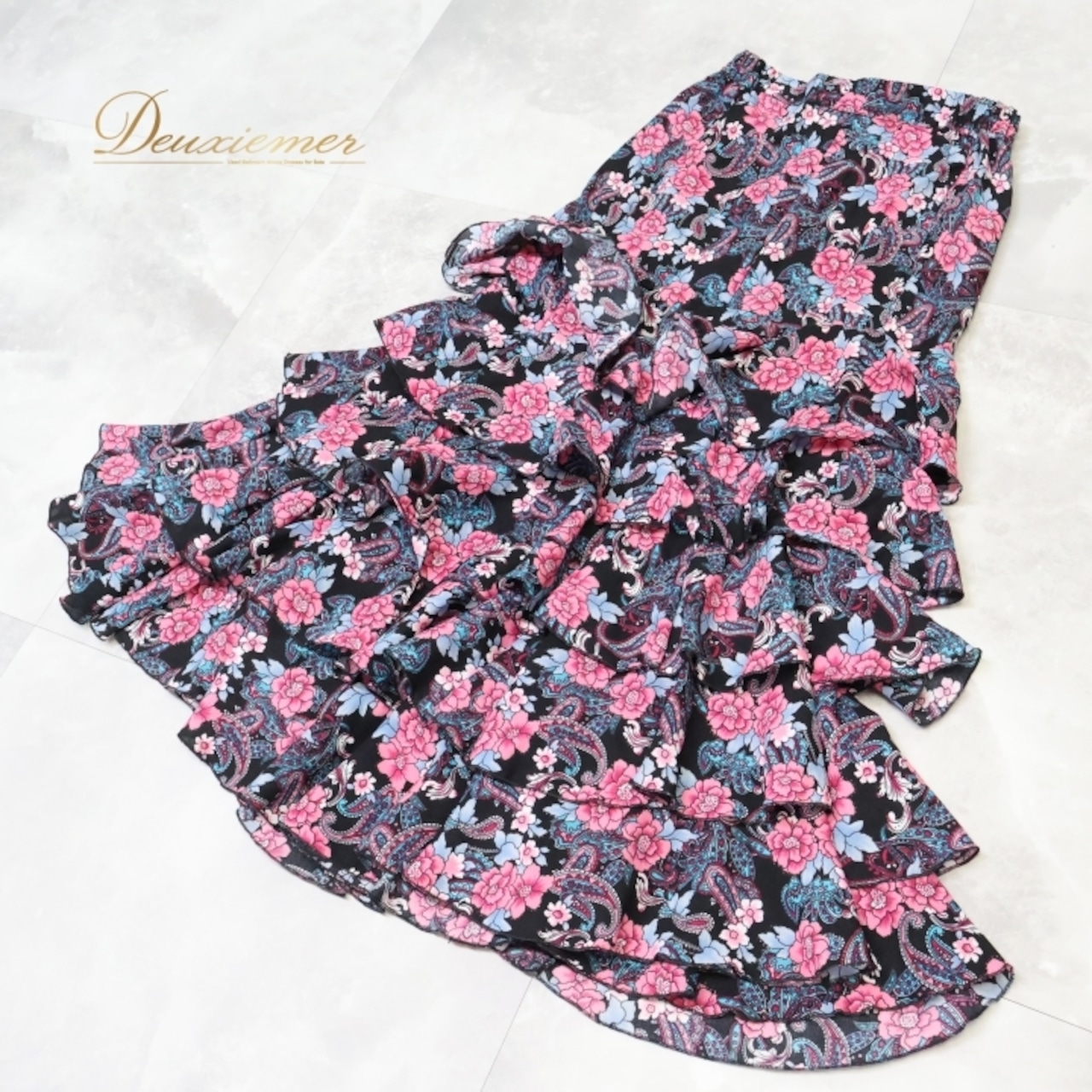 フラメンコ 衣装 ファルダ スカート 花柄 ラメ ボランテ フリル ダンス prima boutique プリマブティック パーティ 発表会 柄 模様 ブラック系 パープル系 ピンク系 ダンス衣装 フェス コスチューム おしゃれ ファッション ステージ 舞台 かわいい エレガント 軽い素材 レディース 高級感 ダンスパフォーマンス フラメンコスカート