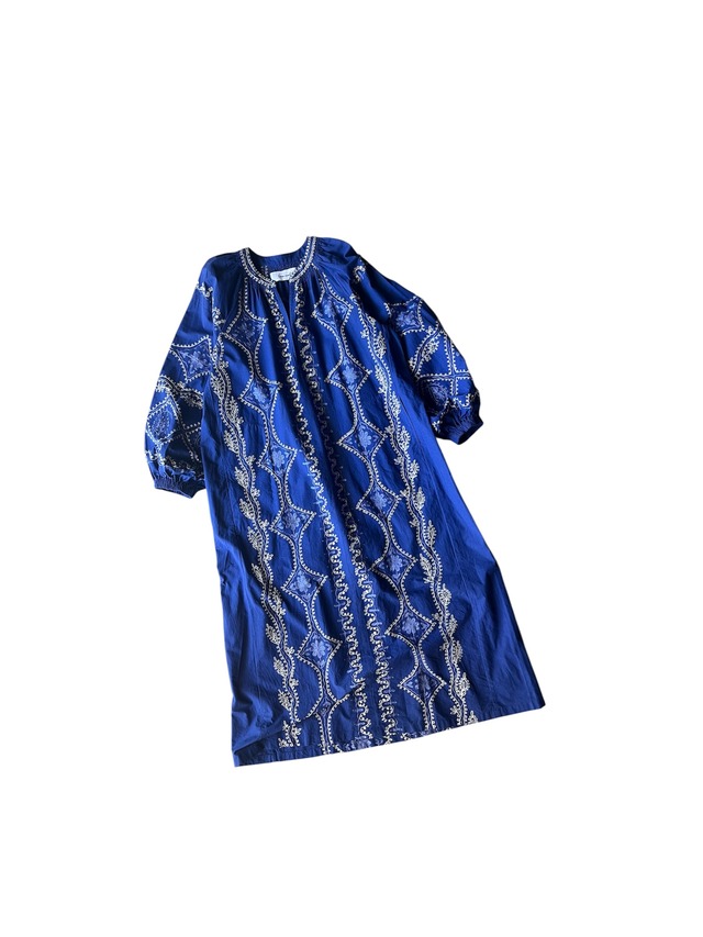 Sara mallika Cotton Linen Diamond Aari Embroidery Dress