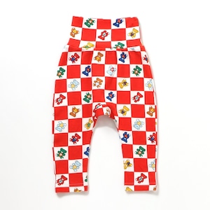 【26AW】F.O/tinybear Palette 総柄レギンス /レッド【70/80/90】くま テディベア