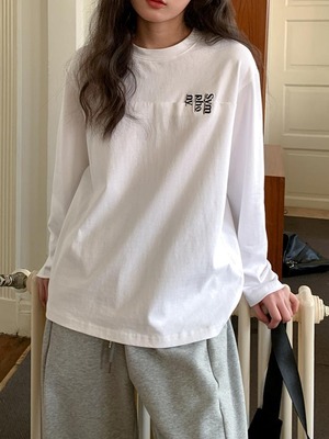 Letter embroidery long tee（レターエンブロイダリーロンT）c-228