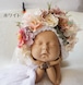ニューボーンフォト newborn photo にも♡ フラワーボンネット ヘッドドレス 帽子 ボンネット 花 ベビー 赤ちゃん 手作り ハンドメイド 衣装 記念撮影 写真映え フォトプロップス 結婚式 ウェディング 花かんむり 花冠 ナチュラル ヴィンテージ