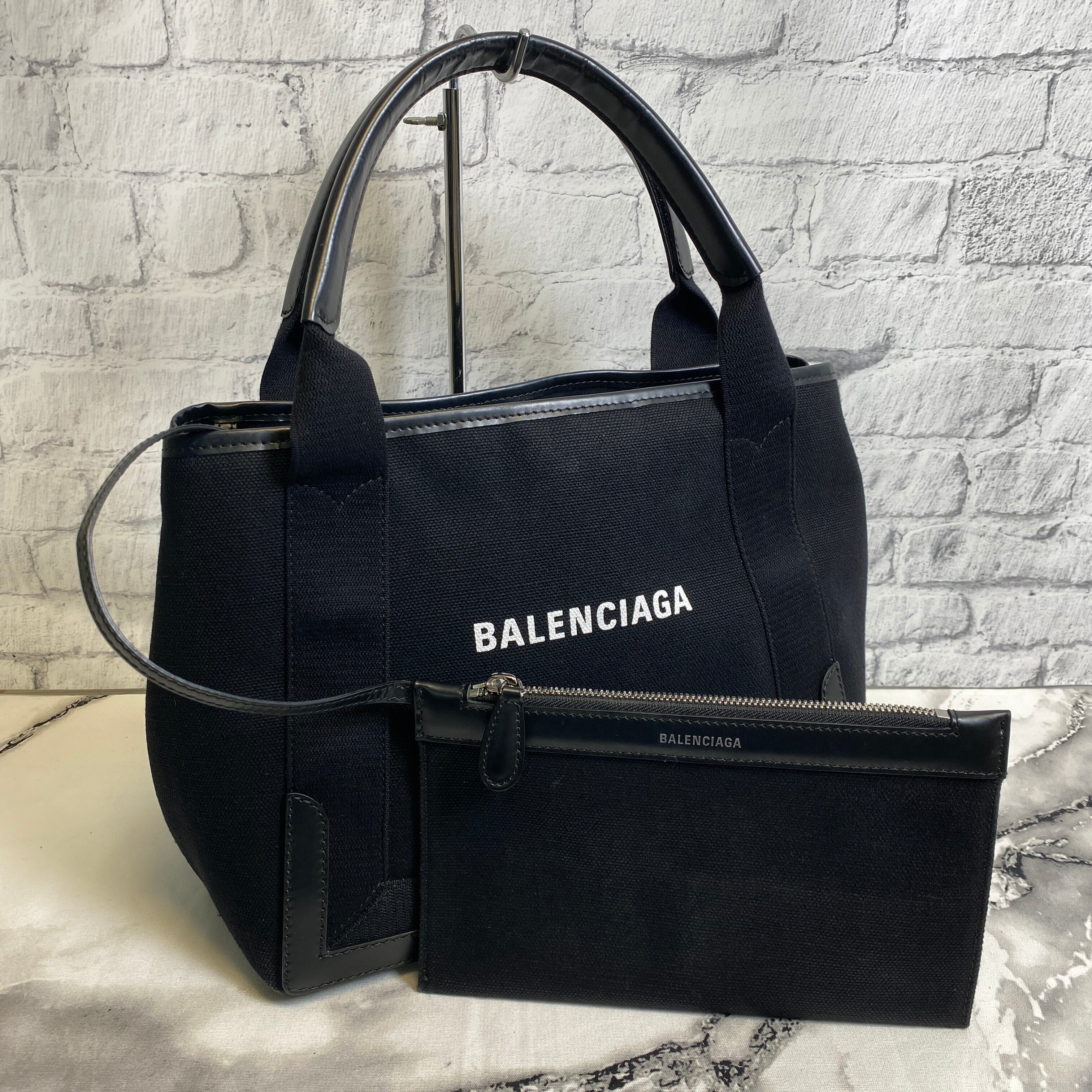 美品BALENCIAGA バレンシアガ トートバッグ ネイビーカバス バッグ ...