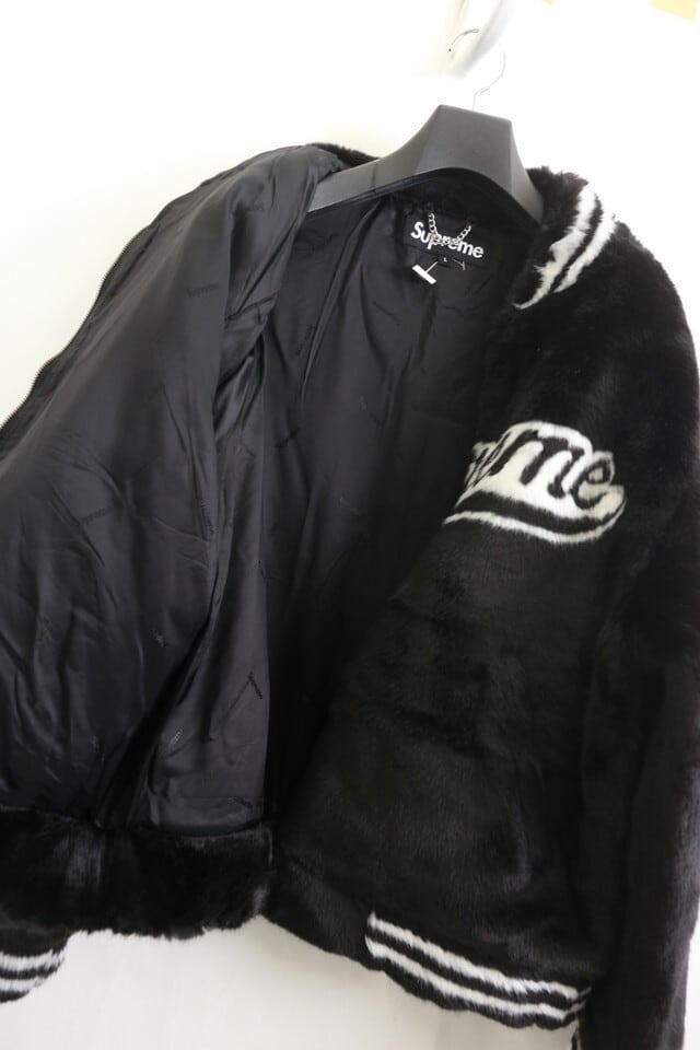 M supreme Faux Fur Varsity Jacket blackBlackSIZE