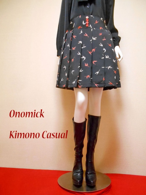 小紋着物のプリーツスカート Kimono Skirt WS-024/S