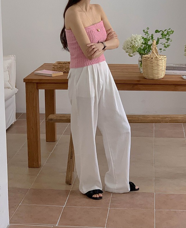 (予約) miel  / Grit pintuck wide pants 1color
