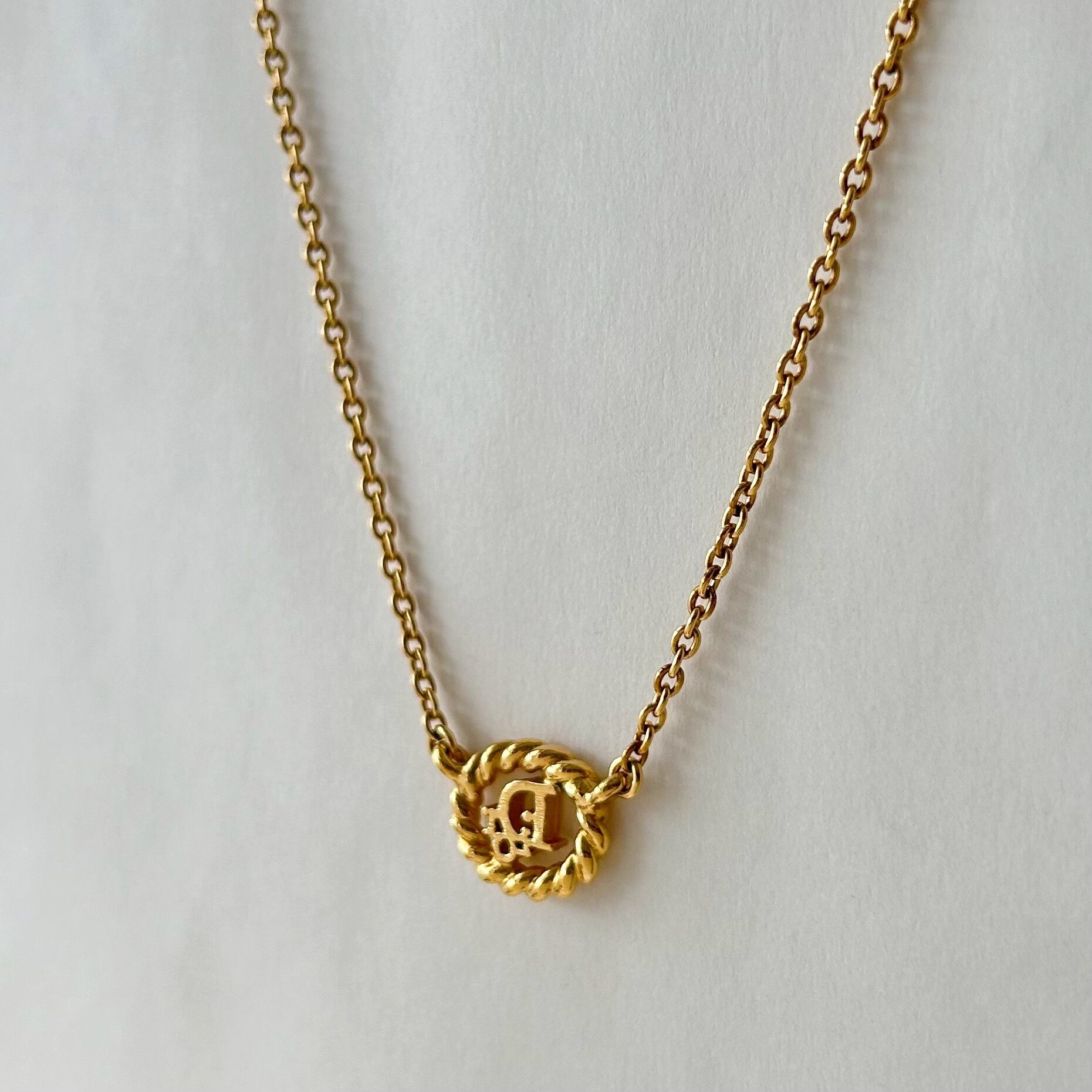 N6061】Christian Dior logo twist oval necklace/クリスチャン