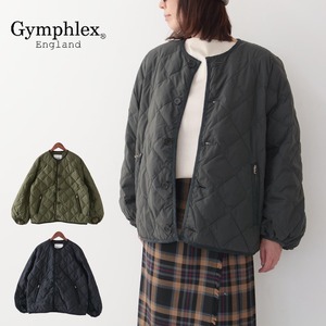 GYMPHLEX [ジムフレックス] W QUILT DOWN PUFF SLEEVE JACKET [GY-A0432NYM] キルトダウンパフスリーブジャケット・ノーカラージャケット・秋冬ジャケット・ダイヤキルト・サイドスリット・ルーズ・ワイドシルエット・アウター・LADY'S [2023AW]