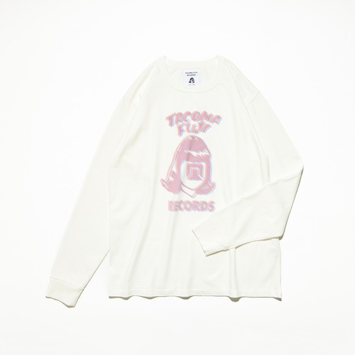 TACOMA FUJI RECORDS LOGO LS Tee WHITE designed by Tomoo Gokita