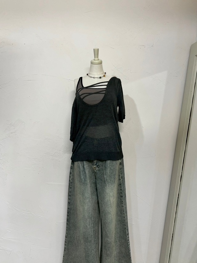 Tow Way Sheer Top / BLACK
