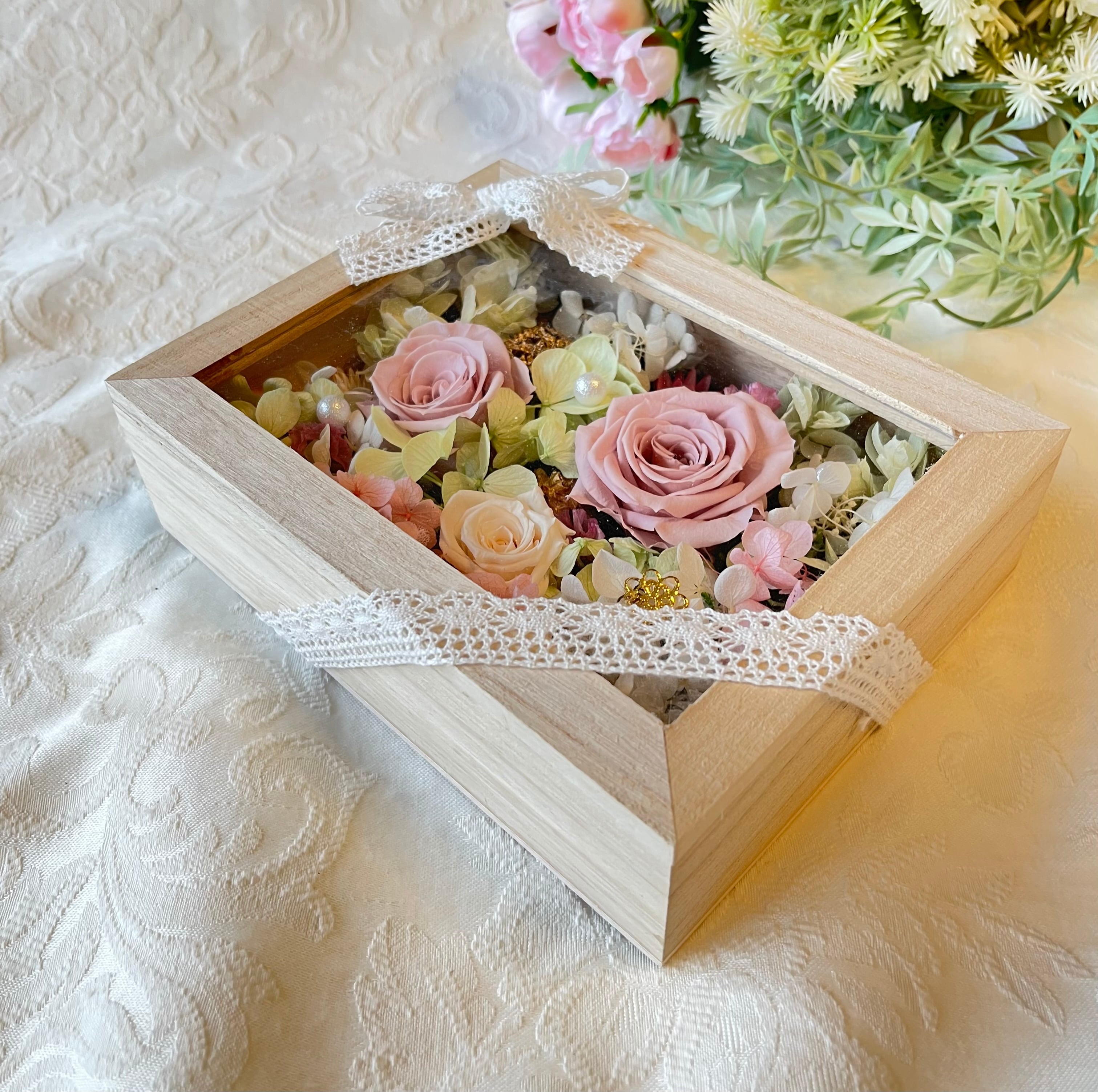 プリザーブドフラワーアレンジBOX ばら あじさい | アトリエ蘭 